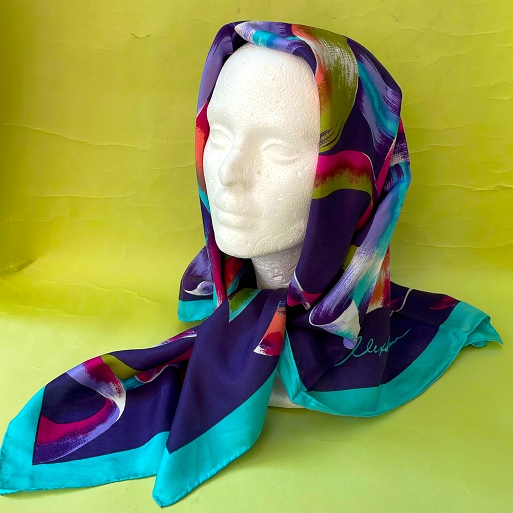 Vintage multicolored Alexander Julian silk scarf